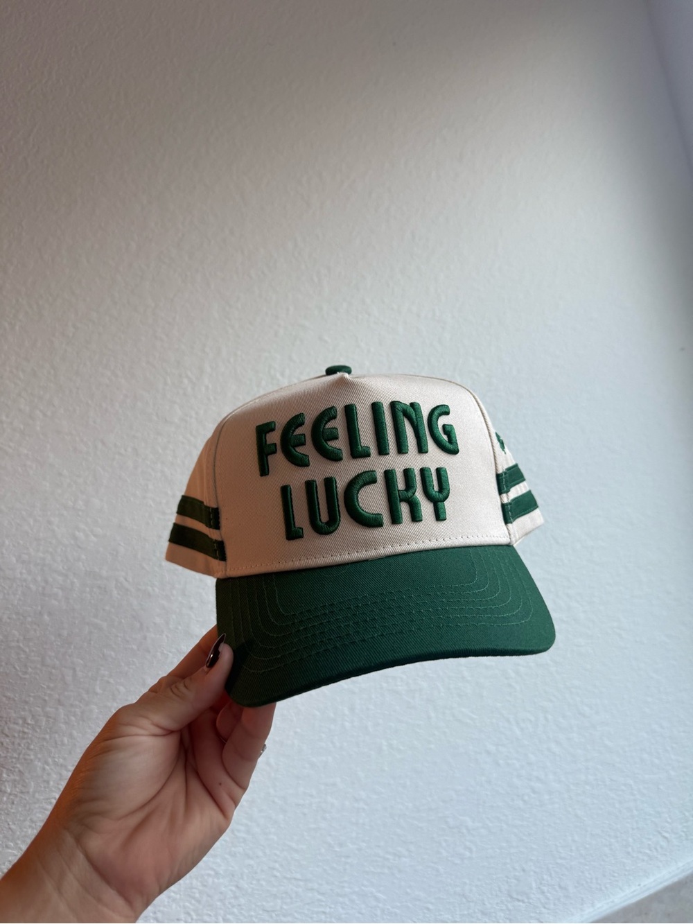 Feeling Lucky Green & Cream Trucker Hat